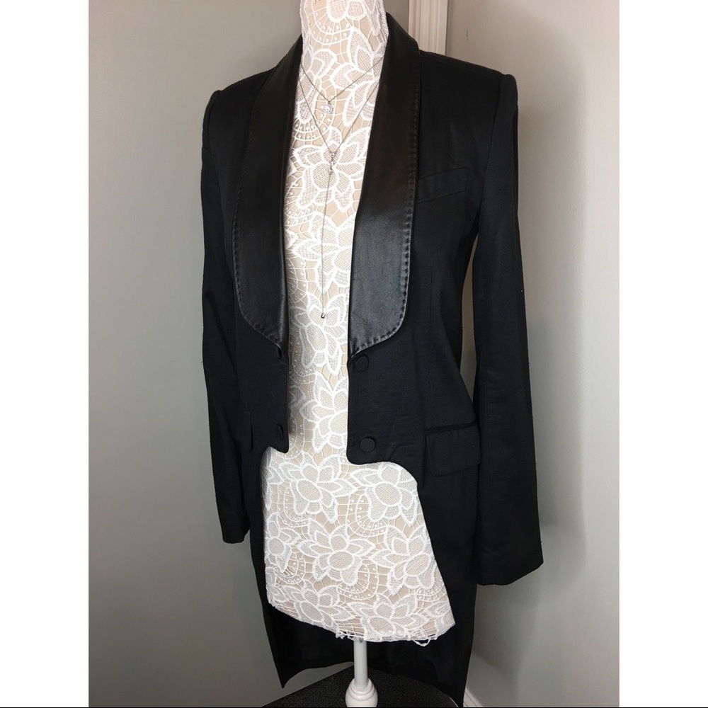 ALEXANDER WANG Leather Trim Tuxedo Blazer - Picture 2 of 8